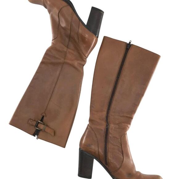 Vera Gomma 90s Brown Leather Tall Block Heel Boots - Picture 8 of 8